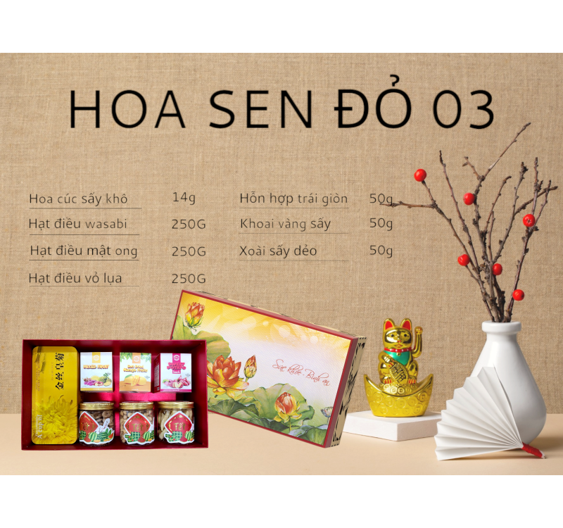 HỘP QUÀ HOA SEN ĐỎ 03