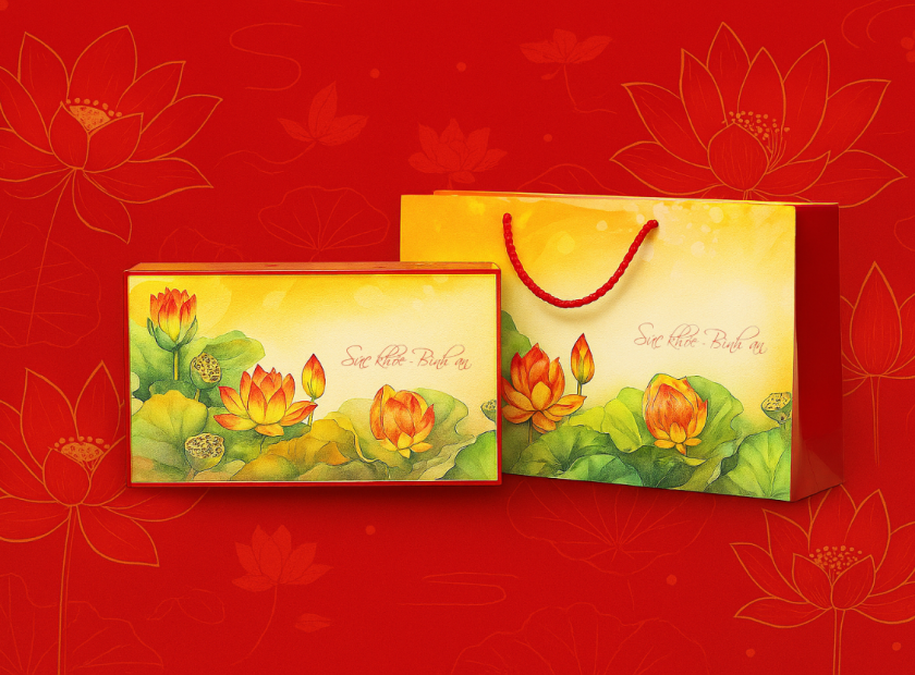 HỘP QUÀ HOA SEN ĐỎ