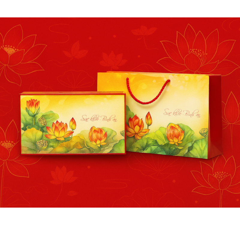 HỘP QUÀ HOA SEN ĐỎ 03