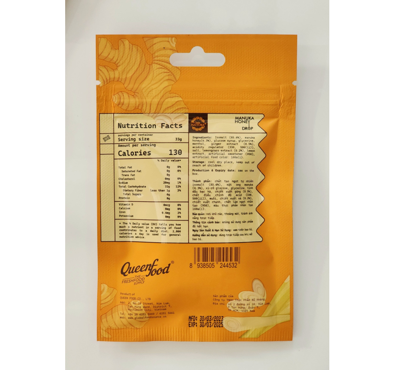 KẸO GỪNG MẬT ONG MANUKA 16.5G